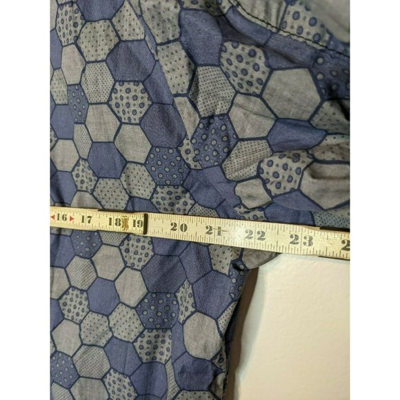 XXX TRIPP NYC Button Down Shirt Mens Blue Honeycomb Size XL Industrial Goth Punk - Picture 5 of 7